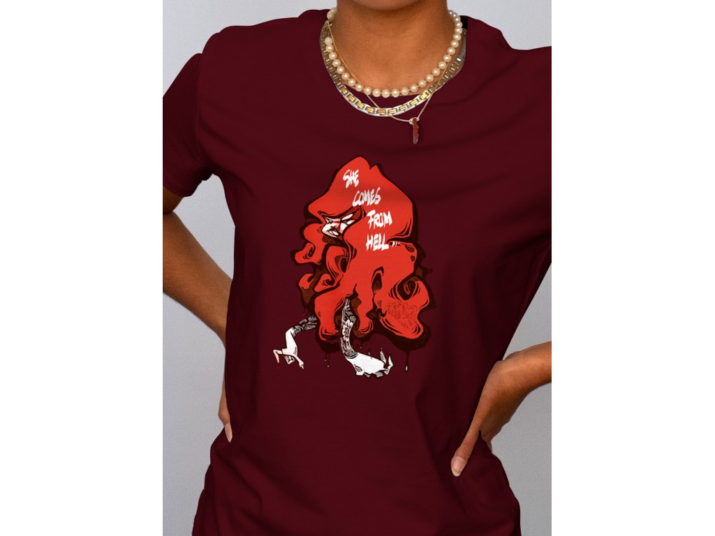 Tshirt femme Crawlin Mutha wine zoom