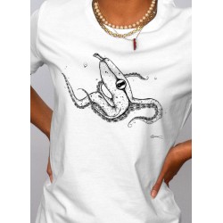 Tshirt femme Banana Bolt blanc Emilance zoom