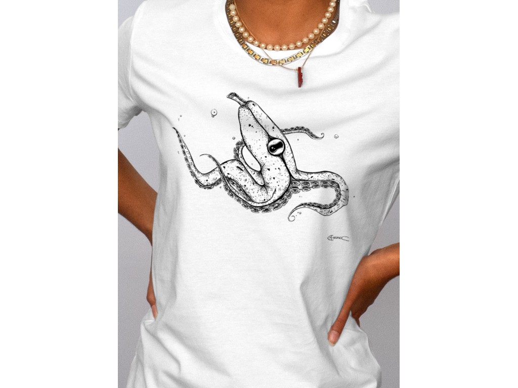 Tshirt femme Banana Bolt blanc Emilance zoom