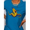 Tshirt femme tropical blue Emilance Banana Bolt couleur zoom
