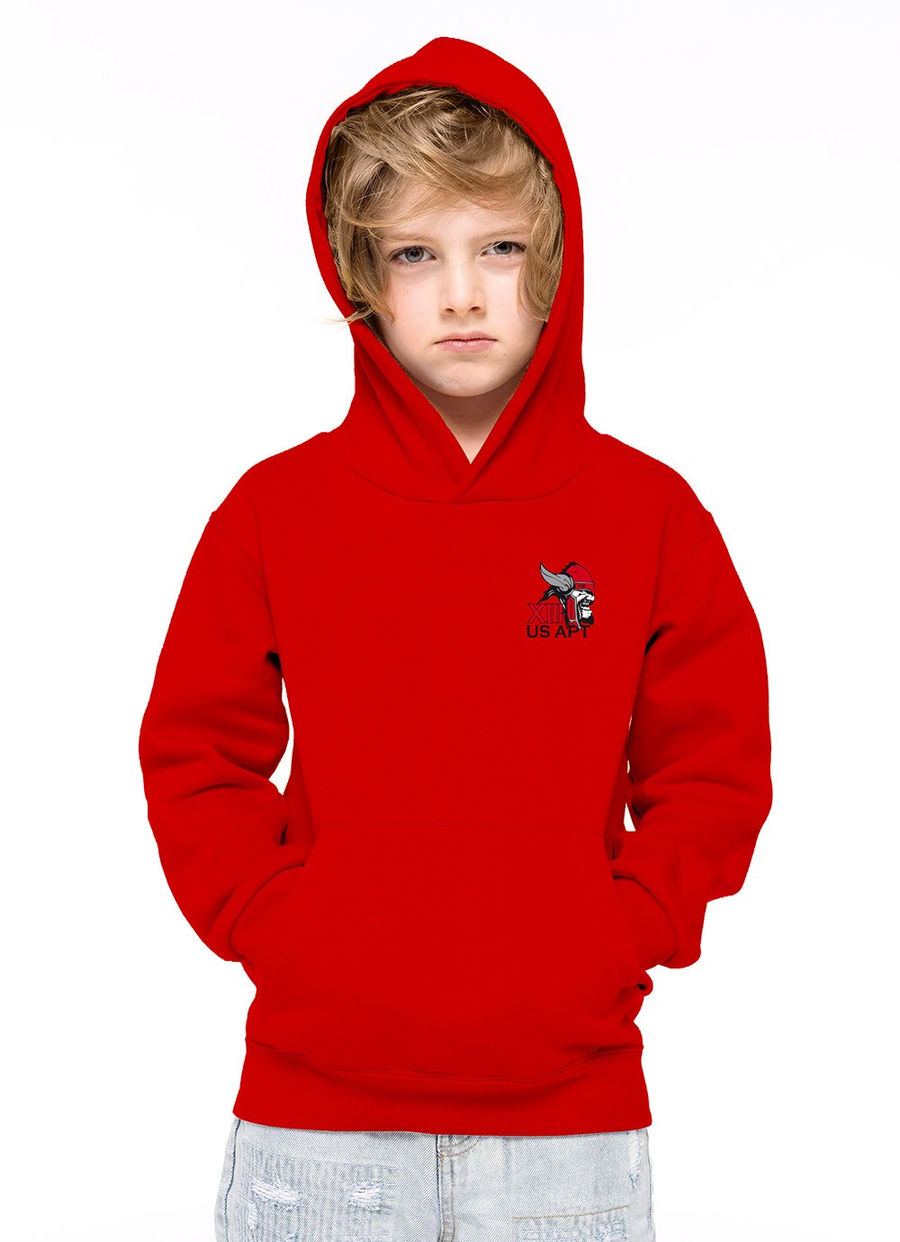 Sweat capuche enfant US Apt XIII rouge