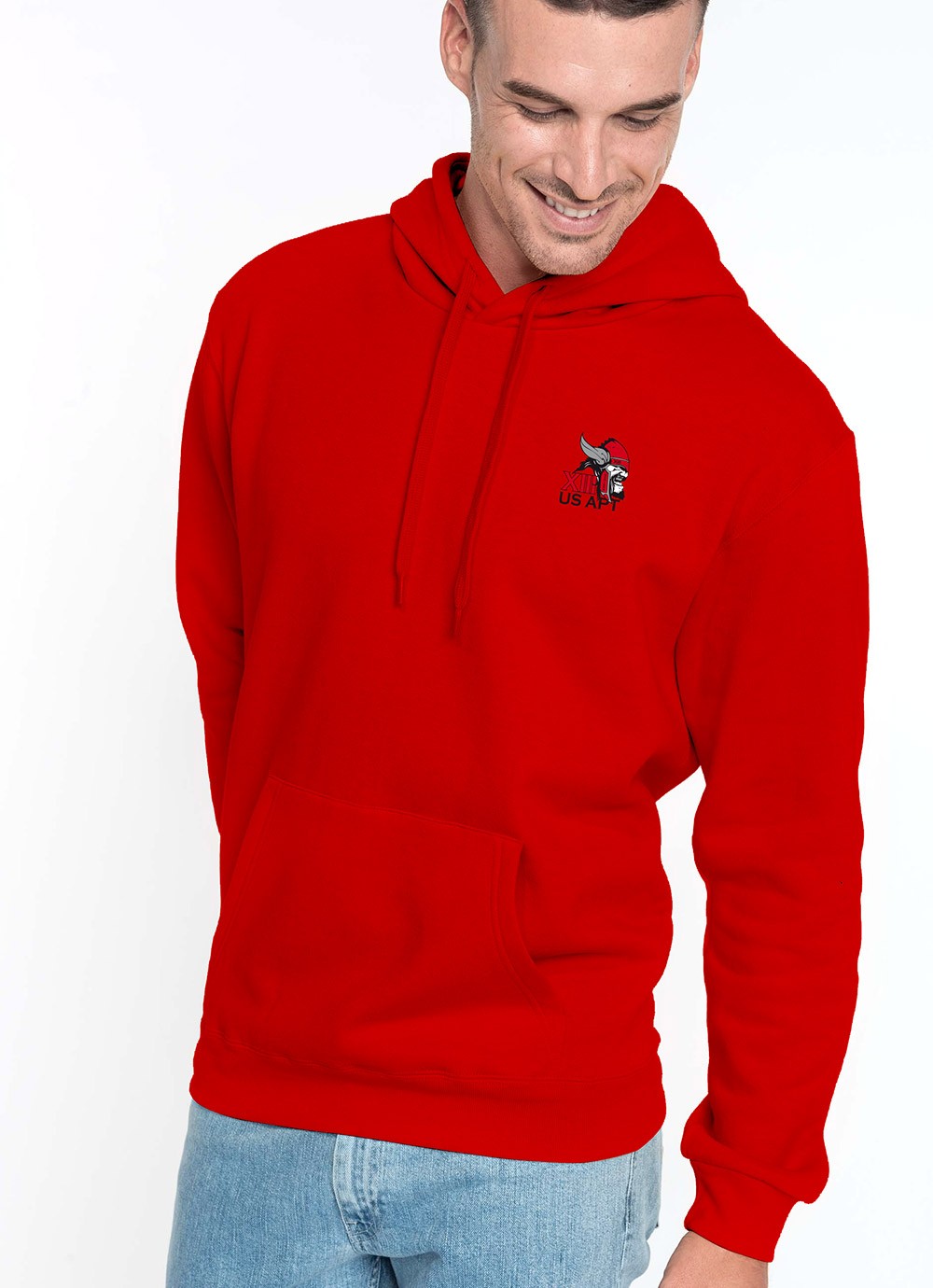 Sweat capuche homme US Apt XIII rouge