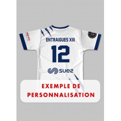 Maillot réplica full white Carl Entraigues XIII exemple de personnalisation