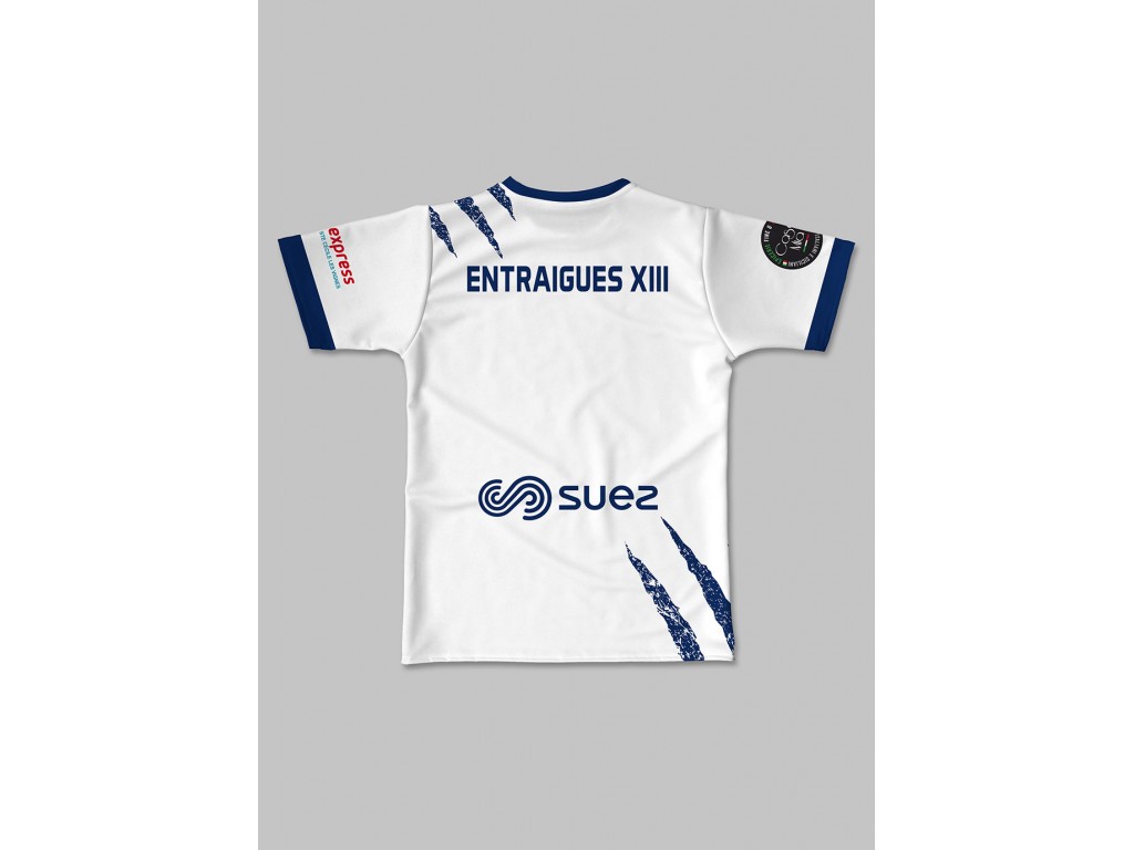 Maillot réplica full white Carl Entraigues XIII dos