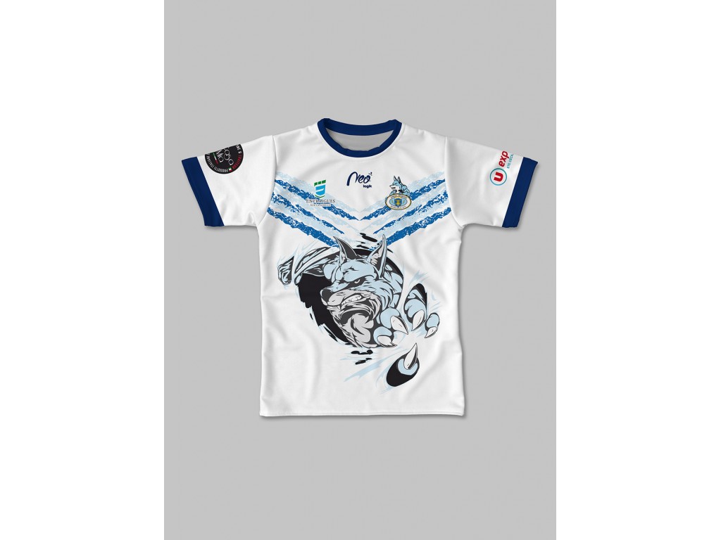 Maillot réplica full white Carl Entraigues XIII face