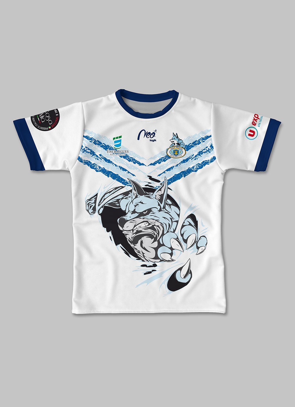 Maillot réplica full white Carl Entraigues XIII face