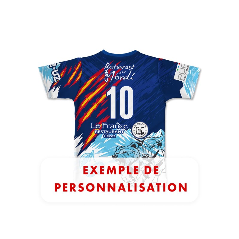 Maillot de match 2025-2026 Ecole de rugby du Vallespir exemple de personnalisation numero