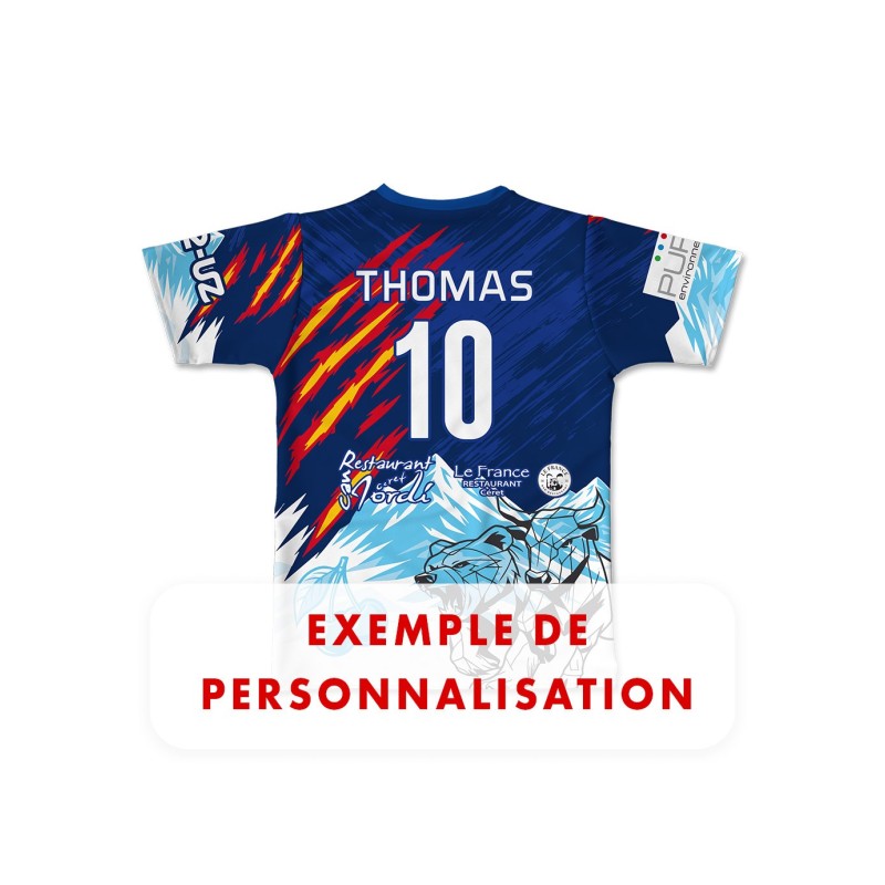 Maillot de match 2025-2026 Ecole de rugby du Vallespir exemple de personnalisation prenom