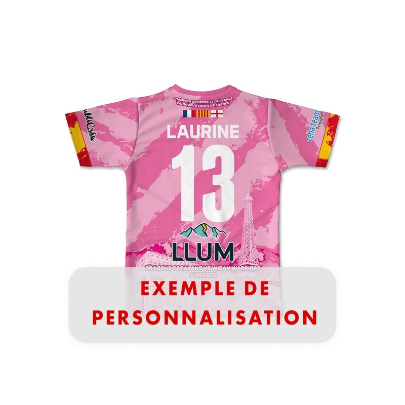 Maillot réplica 2025-2026 rose handi dragons dos numero prenom