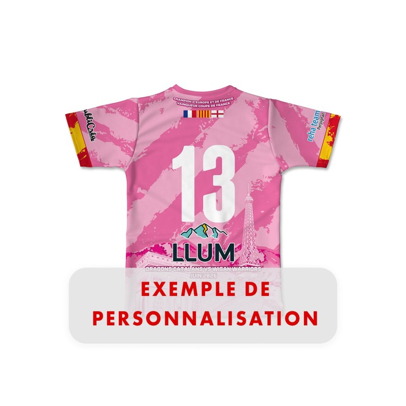 Maillot de match 2025-2026 rose handi dragons dos numero