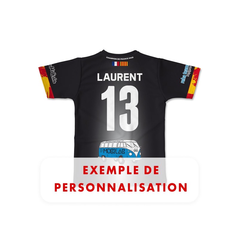 Maillot de match 2025-2026 noir handi dragons dos numero et prenom