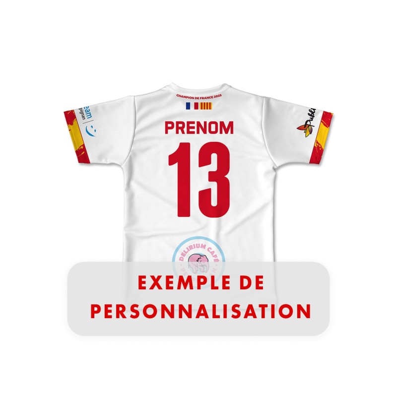 Maillot réplica 2025-2026 blanc handi dragons dos numero et prenom