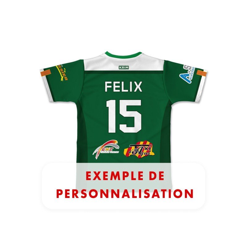 Maillot réplica 2025-2026 RC Ponteilla dos exemple de personnalisation prenom