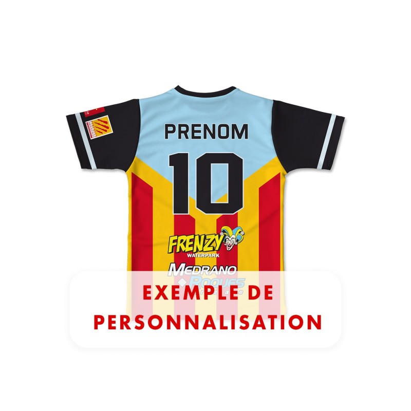 Maillot de match 2025-2026 SCR XV dos exemple de personnalisation prenom