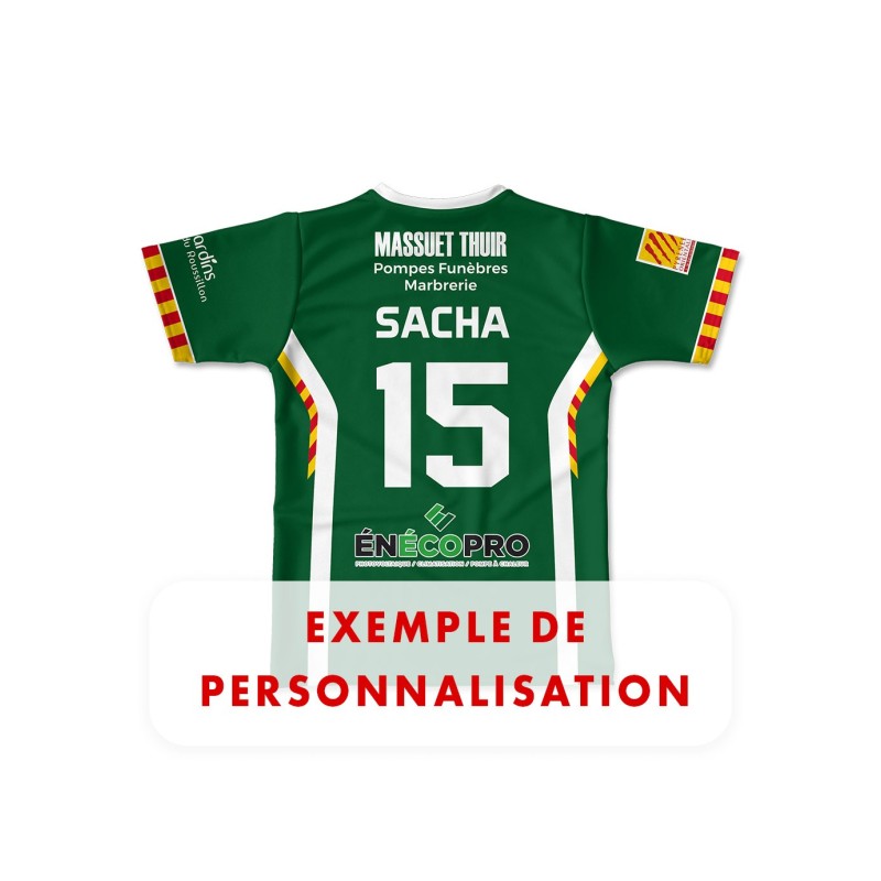 Maillot de match 2025-2026 us thuir dos exemple de personnalisation prenom