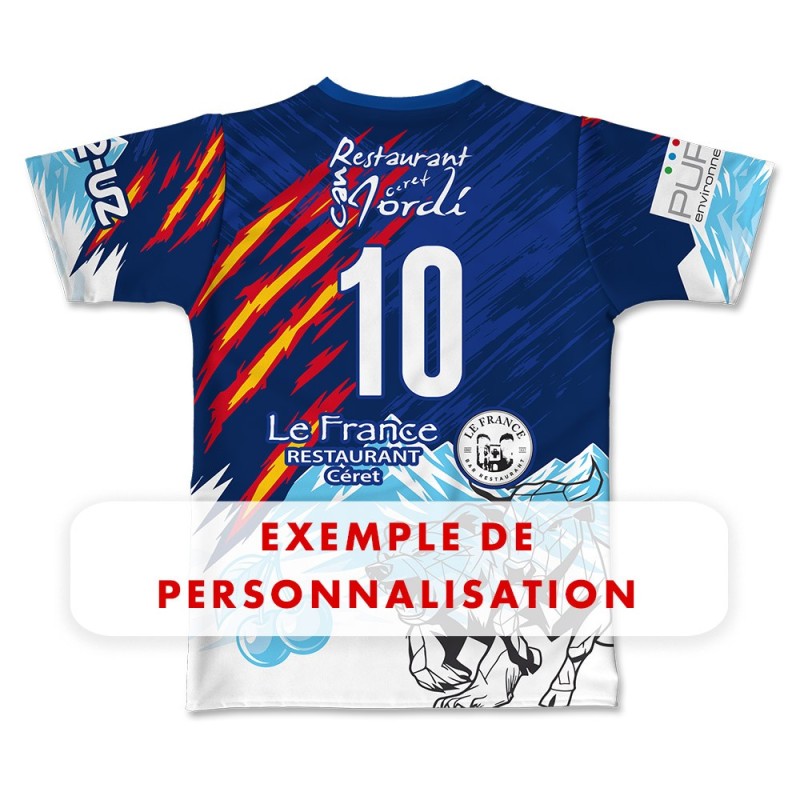 Maillot réplica 2025-2026 Ecole du rugby du Vallespir exemple de personnalisation numero