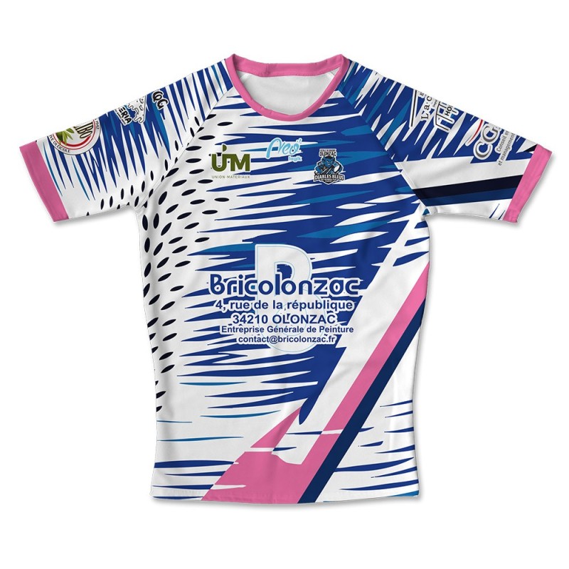 Maillot de match féminine 2025-2026 blanc - École Rugby Diable Bleu Olonzac