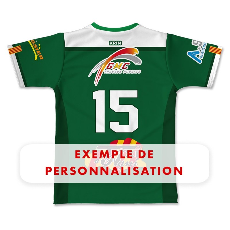 Maillot de match 2025-2026 RC Ponteilla dos exemple de personnalisation numéro