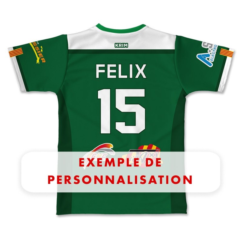 Maillot de match 2025-2026 RC Ponteilla dos exemple de personnalisation prénom et numéro