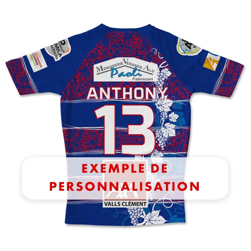 Maillot de match US Ferrals XIII 2022-2023 bleu exemple de personnalisation