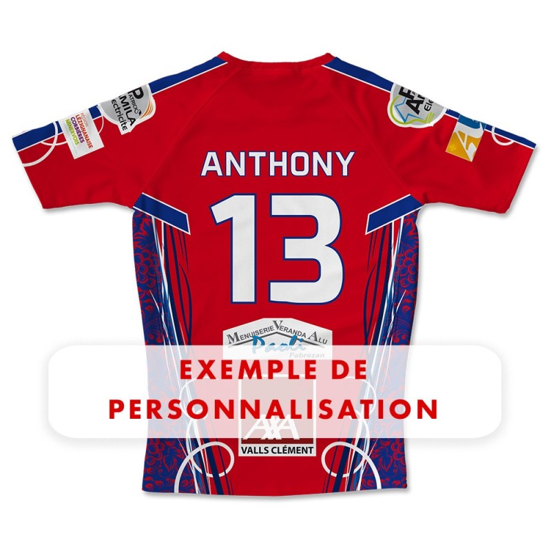 Maillot de match US Ferrals XIII 2022-2023 rouge exemple de personnalisation