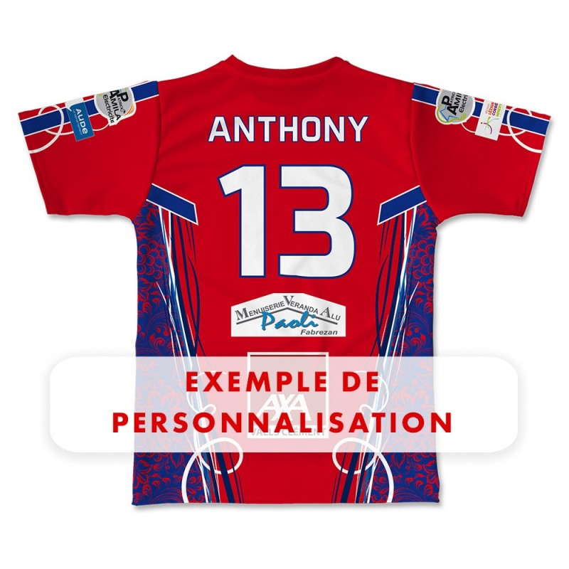 Maillot réplica US Ferrals XIII 2022-2023 rouge exemple de personnalisation