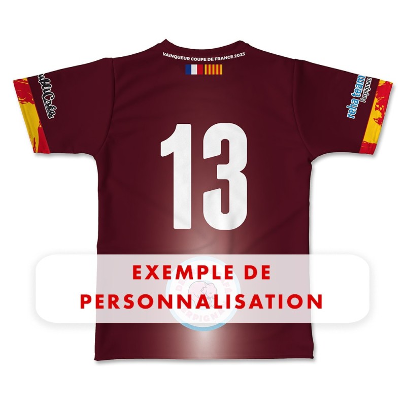 Maillot réplica 2025-2026 bordeau handi dragons exemple de personnalisation