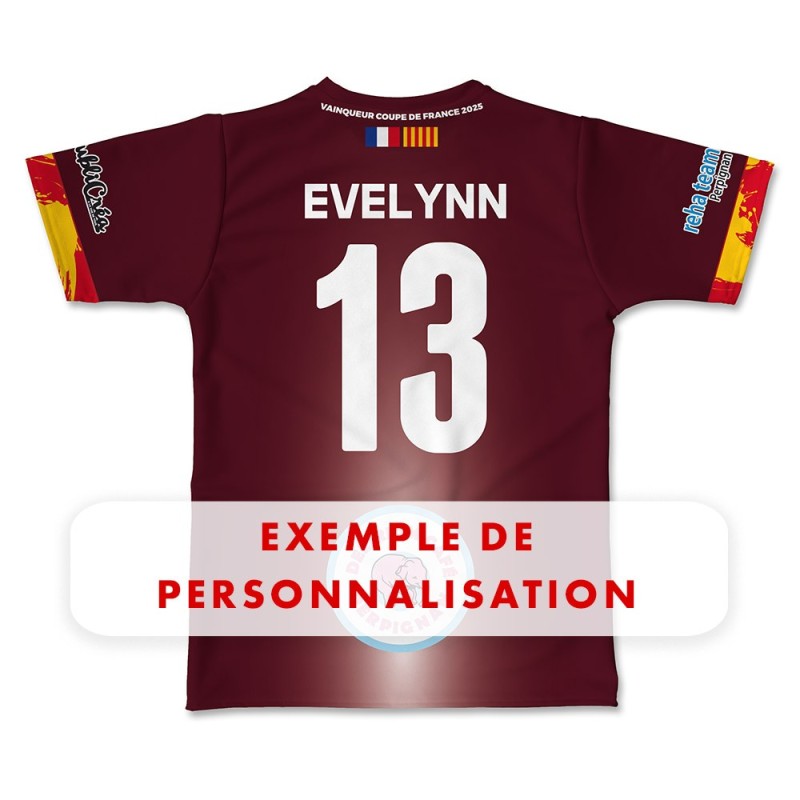 Maillot réplica 2025-2026 bordeau handi dragons exemple de personnalisation