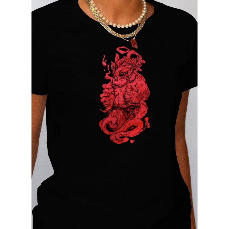 Tshirt femme noir Vino Veritas zoom