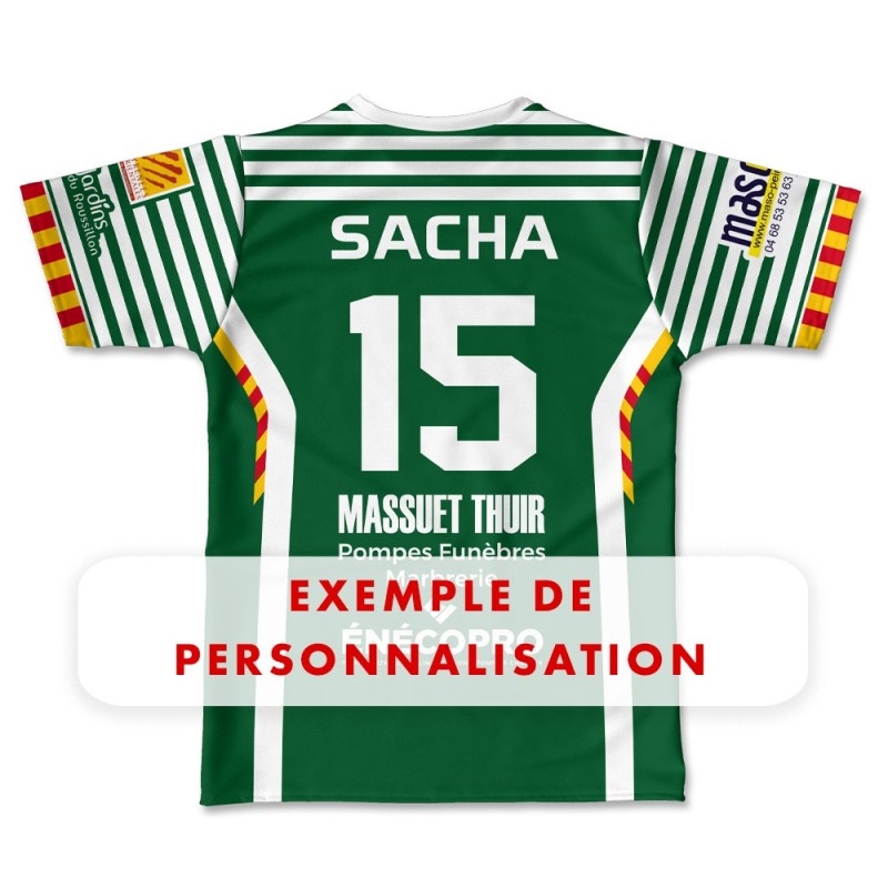 Maillot de match 2026-2027 US Thuir dos exemple de personnalisation prénom et numéro