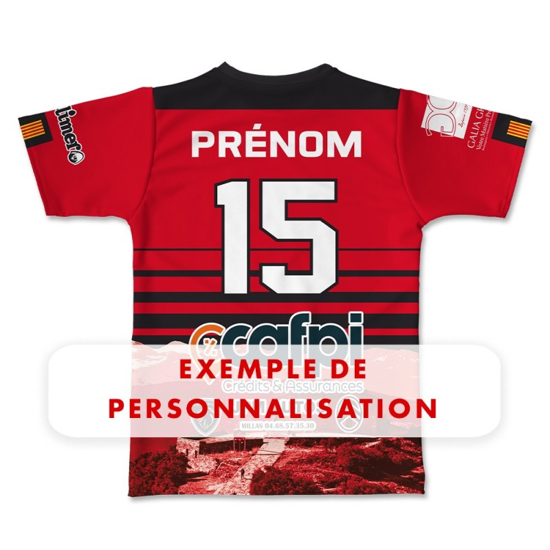 Maillot réplica US Millas 2025-2026 Séniors Réserve dos exemple personnalisation prénom et numéro