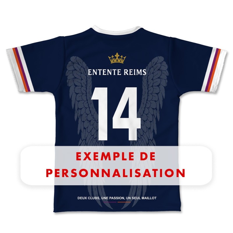Maillot réplica Stade de Reims Rugby RUCby Reims U14 2026-2027 dos exemple personnalisation numéro